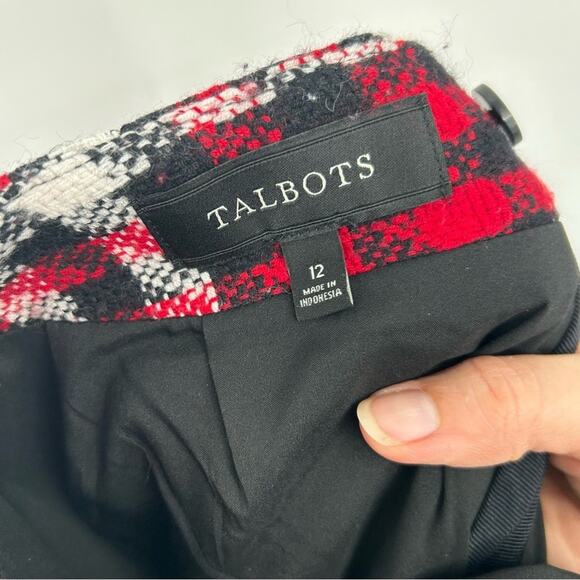 Talbots Red Plaid Fully Lined Skirt Size 12 - Picture 5 of 6